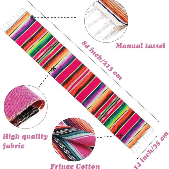 Mexican table runner 14 x 84 inch - Picture 2 of 6